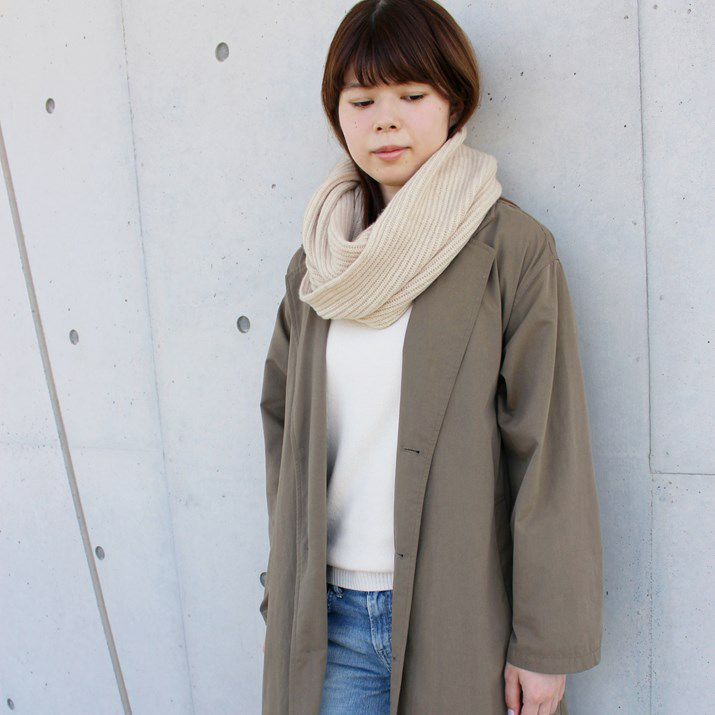 UCHINO カシミア100% ベージュ色 スヌード カシミヤ100%畦編みロングスヌード | Milestone公式オンライン