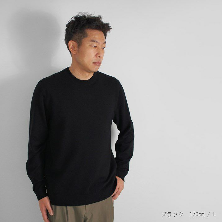 SCOTT&CHARTERS カシミヤ100 クルーネック ニット ネイビー L ラス RASW カシミヤ100％クルーネックニット （ネイビー