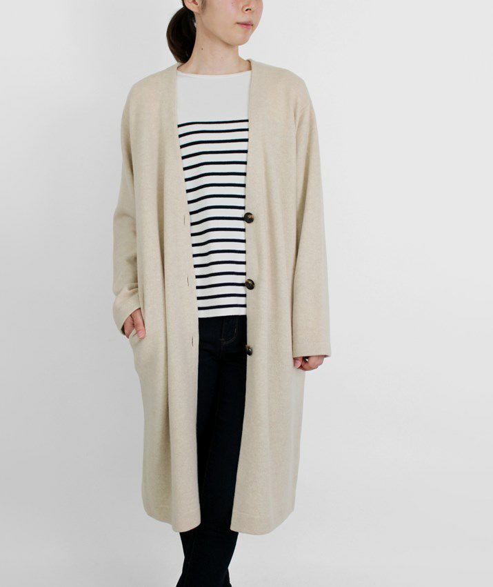 カシミヤ100％釦付きロングカーディガン | Milestone公式