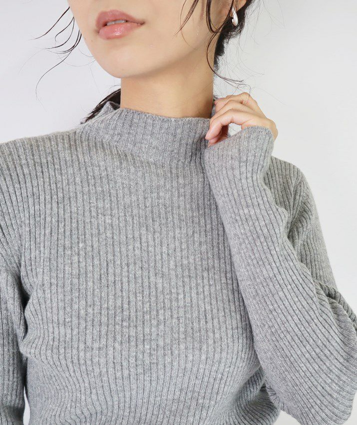 PING カシミヤ100% サイドリブ クルーネックプルオーバー（GRAY／M） カシミヤ100%】ピュアカシミヤクルーネックニット（ニット/セーター