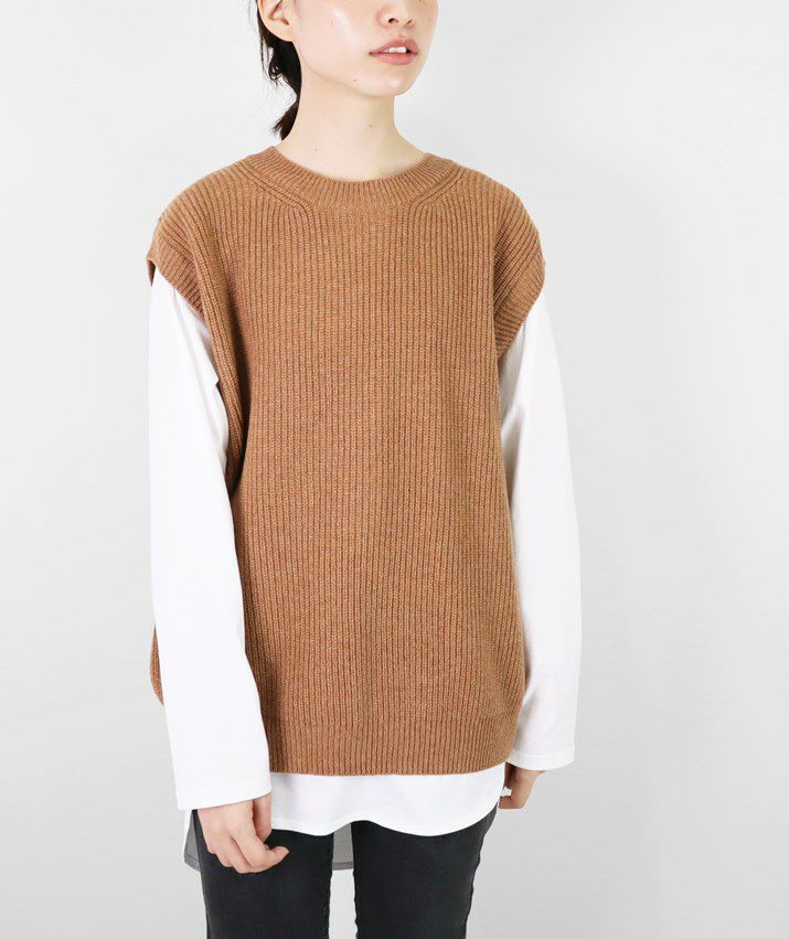 美品 ドゥロワー ふんわりカシミヤ100％ニット ブラウン 止む 