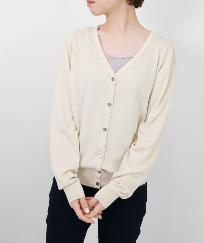 美品【ルボンディール】カーディガン 絹 シルク カシミヤ M