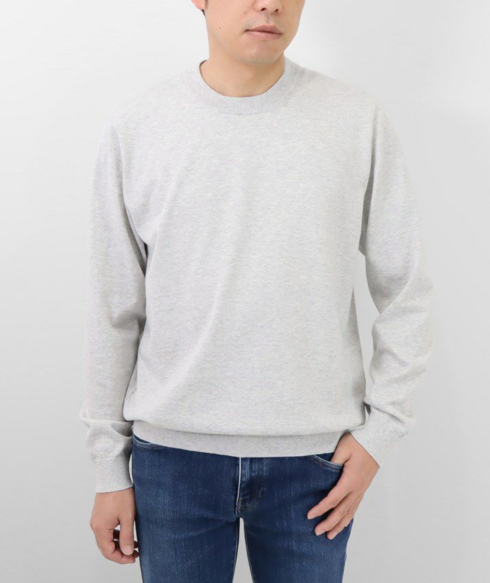 ペーシェ ❤︎様 コットンカシミヤクルーネックカーディガン　S ライトグレー シップス SHIPS カシミヤ 細 ケーブル クルーネック カーディガン