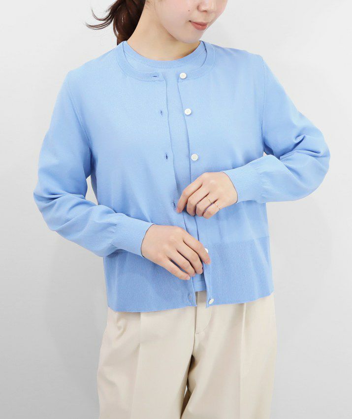 ハイゲージコットンクルーネックカーディガン | Milestone公式